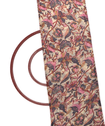 pink kalamkari print kota doria fabric